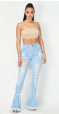 DARE TO BE FLARED DISTRESSED HIGH WAISTED JEANS