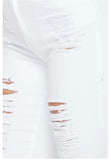 WHITE DARE TO BE FLARED DISTRESSED HIGH WAISTED JEANS