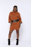 FALL FOR ME RIBBED TURTLENECK SWEATER DRESS