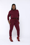 BATHED IN BURGUNDY JOGGER SET